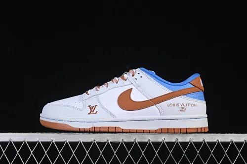 All categories Nk SB Dunk Series Nk SB Dunk Low High-end customized low-top sneakers Nike SB Dunk Low LV joint white gray brown blue Anniversary high-end customized low-top casual sneakers SC0601-474